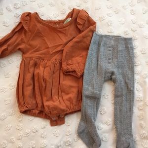 Long Sleeve Romper with Ruffles + tights